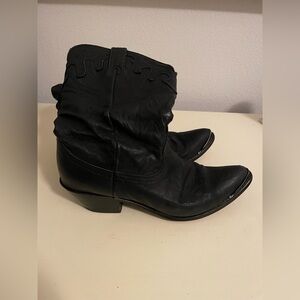 Durango cowboy Boots Women Sz7.5 Black Crush Slouch Western Pointed Toe Leather